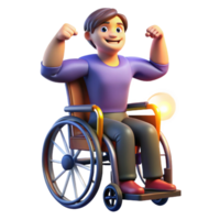 impressive traditional Portrait of a person in wheelchair, highlighting their strength and resilience, lit by dynamic, empowering light, in a documentary photography style exclusive png