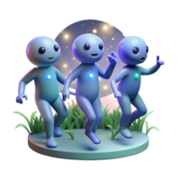 beautiful creative A group of playful sprites dancing in a moonlit meadow, their bodies radiating a soft, bioluminescent glow. Dreamlike art style high quality png