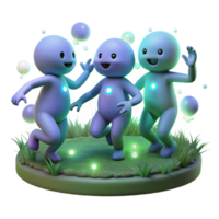 beautiful artistic A group of playful sprites dancing in a moonlit meadow, their bodies radiating a soft, bioluminescent glow. Dreamlike art style exclusive png