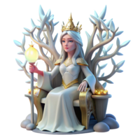 beautiful creative A Regal Elf Queen Sitting on a Throne of 4K png