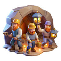 stunning vintage A Group of Dwarves Mining for Gems in a high resolution png