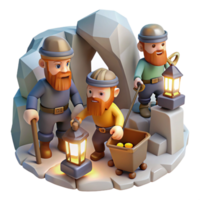impressive abstract A Group of Dwarves Mining for Gems in a professional png