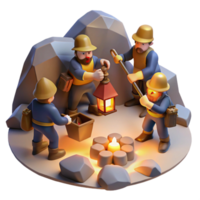 vibrant traditional A Group of Dwarves Mining for Gems in a premium png