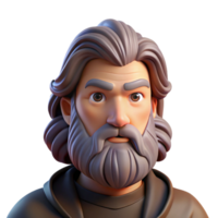 extraordinary classic Portrait of a man with a long, flowing beard and a stern expression, lit by a dramatic chiaroscuro light, in the style of a Renaissance painting 4K png