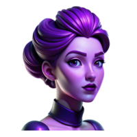 beautiful creative Portrait of a woman with vibrant purple lipstick and a glamorous updo, illuminated by Hollywood-style lighting, in an Art Deco style high resolution png