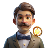 magnificent artistic Portrait of a man with a handlebar mustache and a monocle, lit by warm, candlelight, in a Victorian style genuine png