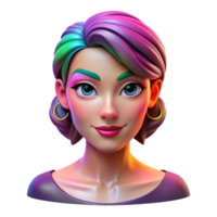 impressive traditional Portrait of a woman with vibrant, colorful makeup and a playful expression, illuminated by rainbow lighting, in a pop art style 4K png