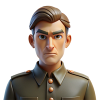 extraordinary vintage Portrait of a man with a stern expression and a military uniform, lit by harsh, contrasting light, in a propaganda poster style high resolution png