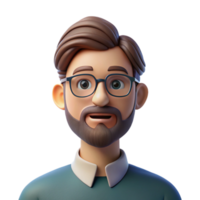 serene creative Portrait of a man with a beard and glasses, illuminated by soft, natural light, in a contemporary photographic style exclusive png