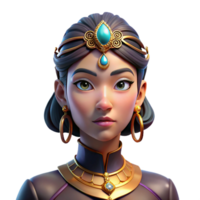 dramatic rustic Portrait of a woman with intricate face jewelry and a regal expression, illuminated by dramatic spotlighting, in a Byzantine style high resolution png
