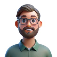 serene vintage Portrait of a man with a beard and glasses, illuminated by soft, natural light, in a contemporary photographic style professional png