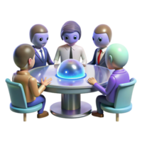 elegant creative A group of diverse alien diplomats gathered around a holographic table, debating the fate of a dying star. Soft lighting, realistic style authentic png
