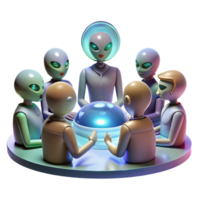 magnificent traditional A group of diverse alien diplomats gathered around a holographic table, debating the fate of a dying star. Soft lighting, realistic style exclusive png