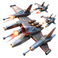 wonderful minimalist A squadron of starfighters engaging in a fierce dogfight against a backdrop of a swirling nebula. Dynamic lighting, anime style high quality png
