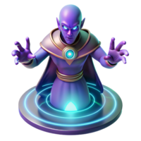 impressive rustic A powerful psychic projecting a holographic image of a looming cosmic entity. Intense lighting, fantasy style authentic png