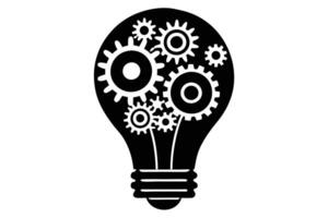 Innovative Idea Icon with Gears Inside a Lightbulb vector