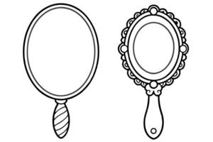 A two Elegant Outline Handheld Mirrors for Coloring or Design vector
