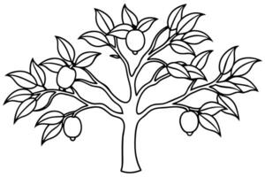 Black and white drawing of a fruit tree. vector