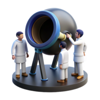 wonderful vintage A group of scientists observing a black hole through a massive telescope, bathed in the dim light of the control room. Ambient lighting, realistic style authentic png