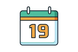 Flat Icon of a Calendar Showing the 19th vector