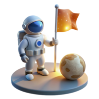 beautiful classic A lone astronaut planting a flag on a newly discovered planet, under the harsh glare of a distant sun. Bright lighting, realistic style original png