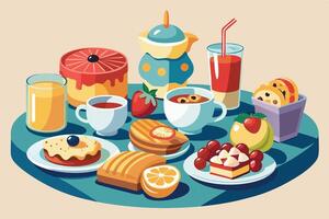 A delicious Array of Breakfast Foods on a Table vector