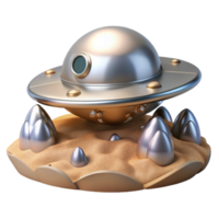 dramatic traditional A sleek, silver spaceship landing on a pristine alien beach, illuminated by the soft light of a nearby nebula. Tranquil lighting, photorealistic style authentic png