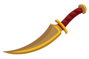 Cartoon Illustration of a Golden Dagger with Red Handle vector