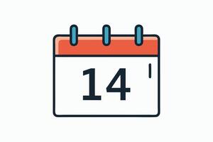Simple calendar icon displaying date 14 vector