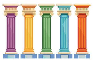 A colorful Classical Columns Showcase Architectural Styles vector