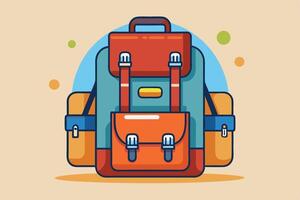 A colorful Flat Design of a Stylish Hiking Backpack vector