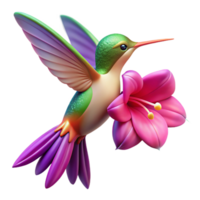 stunning classic A hummingbird hovering near a vibrant fuchsia flower, wings blurred in motion, soft focus with vibrant colors original png