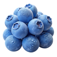 extraordinary contemporary A cluster of ripe blueberries covered in frost, cool blue lighting, macro photography style genuine png
