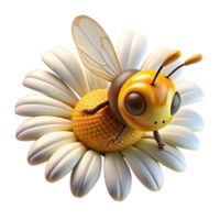 extraordinary minimalist A close-up of a bee collecting pollen from a daisy, soft focus, warm lighting, macro photography style genuine png