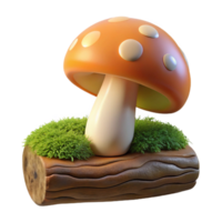 elegant creative A mushroom growing on a moss-covered log, soft, diffused lighting, macro photography style high quality png