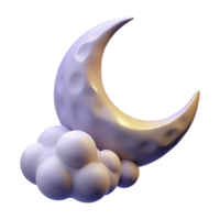 impressive rustic A crescent moon shining through wispy clouds, dark blue sky, ethereal style original png