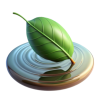 beautiful minimalist A single leaf floating on water, ripples and reflections, soft lighting, serene style authentic png