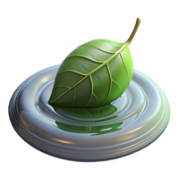 dramatic rustic A single leaf floating on water, ripples and reflections, soft lighting, serene style original png