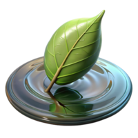 serene contemporary A single leaf floating on water, ripples and reflections, soft lighting, serene style original png