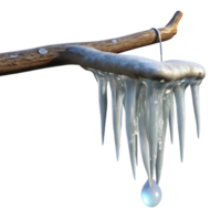dramatic abstract An icicle hanging from a branch, glistening in the sunlight, wintery scene, photographic style 4K png
