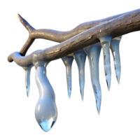 magnificent modern An icicle hanging from a branch, glistening in the sunlight, wintery scene, photographic style professional png