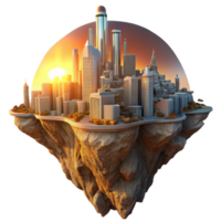 wonderful modern A futuristic city built into the side of a giant cliff face, bathed in the warm glow of a binary sunset. Golden hour lighting. Matte painting style high resolution png