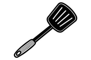 Simple Black and White Illustration of a Spatula vector
