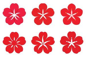 Six Vibrant Red Flower Icons for Design Projects vector
