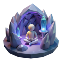 vibrant classic A lone space explorer meditating inside a crystalline cave on an alien planet. Soft, ethereal lighting. Fantasy art style exclusive png
