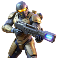 elegant traditional A futuristic soldier in powered armor wielding a plasma rifle. Dramatic, action lighting. Military sci-fi style original png