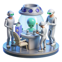 elegant classic A group of humans and aliens working together on a complex scientific project in a space station laboratory. Bright, sterile lighting. Technical illustration style high quality png
