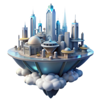 impressive classic A futuristic city built on floating platforms in the clouds. Dreamlike, ethereal lighting. Fantasy city style high resolution png
