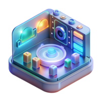 dramatic traditional A holographic interface displaying complex data and schematics. Bright, digital lighting. User interface design style premium png