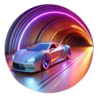elegant classic A futuristic racing car speeding through a neon-lit tunnel. Blurred, motion lighting. Automotive design style original png